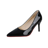 Breakj 2025 New Red-Soled High-End Temperament Single-Shoe Black Large-Size Pointed High Heels Fine Heel