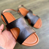 Breakj Size Sandals Women 2023 Summer New Solid Color Round-Headed Buckle Flat Women's