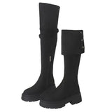 Suede Girls In Maillard Knee-Length Boots, A Small One With Thick Soles, A Large Tube Circumference, Thick Legs And Fat Mm Long