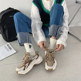 Women Chunky Sneakers Running Shoes Platform Lace Up Women's Sports Shoes Black Thick Sole Casual Sneakers Tennis Female