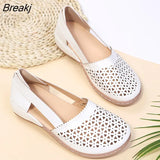 Women's Flat Shoes Wedge Sandals New Hollow Breathable Summer Casual Shoes for Woman Retro Plus Size Comfortable Walking