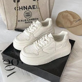Small White Shoes For Women In Spring 2023, The New Leather Surface Is Full Of Leisure Straps, Korean Version Of Female Students' Heightened Board