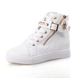 Spring And Autumn New High-Top Canvas Shoes Women's Shoes Korean Version Tide Zipper Rivet Students Flat-Soled White