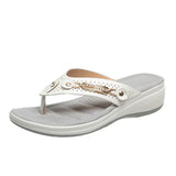 2025 Summer Wear Women's Shoes Flip-Flop Metal Decorative Large-Size Women's
