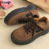 Women Chunky Sneakers Spring Retro Martens Boots Shoes Women Lace-up Thick Bottom Suit Zapatos Chaussure Femme Tenis