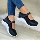 New Casual Single Shoes Women's Thick Soles Flying Weave Breathable Velcro Leisure Mesh Large Size Women's