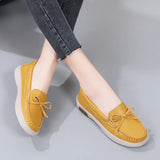 Breakj And Autumn Leather Shoes Women One Foot Bow Flat Single Shoes Korean Version Of The Lefu Shoes Casual Lazy Bean