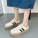 Slippers Women Wear A Pair Of White Shoes With Thick Soles Without Heels In