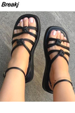 Summer New Outdoor Casual and Comfortable Flat Women Shoes Retro Shoes Solid Color Women Sandals Simple Sandals
