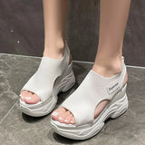 Breakj Women Casual Popular Spring And Summer New Fashion Casual Thick Profile Heel Fly Woven Large Size Sandals