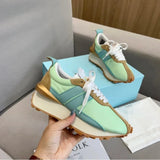 Platform Casual Running Shoes Women Flat Mixed Color Lace Up Patchwork Sneakers Outdoor Walk Tennis Shoes Zapatillas