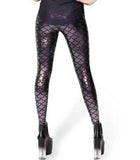 Women Fish Scale Print Mermaid Leggings Push Up Stretch Shiny Pants Casual