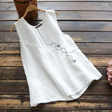 Vintage Embroidery Tops Womens Summer Blouses ZANZEA 2022 Casual O Neck Tank Top Female Solid Cotton Tunic