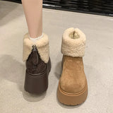 Breakj Integrated Snow Boots Plus Velvet Low Help Thickened Velvet Outside The Northeast Wear-Resistant Anti-Slip Thick-Sed Thick-Solvable Winter Cotton