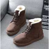 2022 Women Winter Snow Boots Warm Flat Plus Size Platform Lace Up Ladies Women's Shoes New Flock Fur Suede Ankle Boots