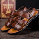 Breakj New Men's Plus Size Casual Sandals 45 Cowhide Beach Shoes 46 Cool Slippers 47 Men's