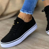 For Women 2022 Autumn Woman Flats Vulcanize Shoes Solid Ladies Bordered Sneakers Casual Female Flat Footwear Plus Size