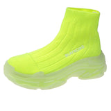 Women Boots Summer High Top Slip-on Breathable Socks Shoes Fashion Women's Chunky Sneakers Pink Green Sport