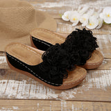 Breakj New Summer Women's Slope And Thick-Bottom Slippers Large-Size Wear With Flowers