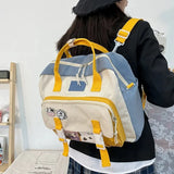 Women's backpack New nylon Kawaii Backpacks for women Cute badge School backpack for girls fashion Shoulder bag 2021 Women's