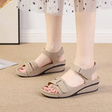 Breakj Shoes 2025 New Casual Round Head Magic Sticker Heel Sandals In Women's