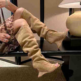 Breakj New Big Tube Around High Heel Fashion Summer Hollow-Out Boots Fish Mouth Wedge Sandal Niche