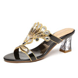New High-Heeled Diamond Sandals Female Online Celebrities Sexy Fashion With Thick Heels Set With Diamond Sandals For Women To