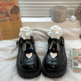 Lolita shoes sweet heart platform shoes summer elegant Mary Jane Japanese school uniform high heels college girls women's