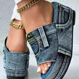 Breakj Slippers Women In Spring And Summer Wear New Trendy Shoes Fashion Thick-Soled Sandals One-Word Drag Cowboy Letter Cool