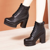 Leader High Heels, Thick Heels, Thick Soles, Velveteen Martin Boots, Size 4143 Autumn / Winter British