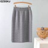 long bodycon Thick sweater midi skirt female autumn winter 2021 female split back warm mid-length slim knit skirt