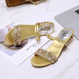Breakj Slippers Women 2025 Summer Water Diamond Lily With A Word Wearing Fashion One Shoe Two Wearing