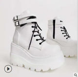 Brand High Platform Ankle Boots Women 2020 Fashion PVC Strap Decorating High Wedges Shoes Woman 35-43 2020