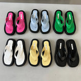 candy color thick sole flip flops women traf clip toe slippers ladies platform jandal femme sandals flat slide shoes