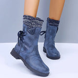 Large Size Tall Martin Boots Step Into The Round Head Square Heel Side Zipper Thick With Autumn And