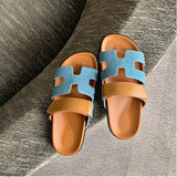 Breakj 2025 Summer Thick-Bottomed Cool Slippers A Word Magic Sticker Outside Wearing Casual Women's