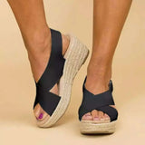 Platform Sandals Women Wedges Woman Hemp Shoes Ladies Casual Girls Ankle Strap Cross-tied Sandals Trend Lady
