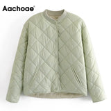 Autumn Winter Women Argyle Padded Jacket Casual Long Sleeve Button Up Coat With Pockets Female Loose Jacket