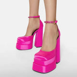 Fashion Women Pumps Retro Mary Janes Chunky Heels Sandals Spring Platform Dress Party Wedding Basic Shoes Woman Big