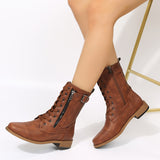 Breakj New Martin Boots Women's Ankle Boots Lace Side Zipper Martens Thick Heel Plus Size Women's