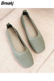 of Women 2023 Summer Fashion Knitted Mesh Breathable Ladies Loafers Comfort Square Toe Casual Flats Zapatos De