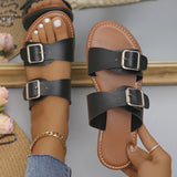 Buckle Flat Bottom Slipper Female 04 New Toe Beach Cold
