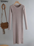 Autumn Winter basic Maix Sweater dress women solid bodycon Thick dress Female Jumper O-neck slim knit dress Long
