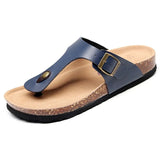 Women Cork Slippers PU Leather Woman Sandals Fashion Flip Flops For Women Mule Clogs Slippers Female