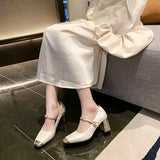 Breakj Spring And Summer National Wind Square Design Fashion Shallow Casual Coarse Heel High Fashion Daily Single Shoes