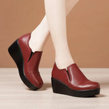 Heel Middle Heel Deep Mouth Single Shoes 2023 Autumn And Winter New Muffin Bottom Thick Bottom Waterproof Table Round Head Large Size Mother