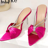 Size 35-41 Transparent Perspex Heels Slippers Ladies High Quality Crystal Rhinestone Strap Sandals Women Shoes