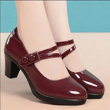 De Mujeres Women Cute Sweet Red Slip on High Heel Shoes Lady Casual Comfortable Autumn Pumps Female Black Shoes