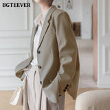 Elegant Office Ladies Loose Single-breasted Blazer Women Solid Notched Collar Suit Jackets 2021 Spring Outwear