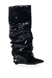 Breakj New Pointed Wrinkled Boots High Heel Long Women's Fashion And Knee Pile